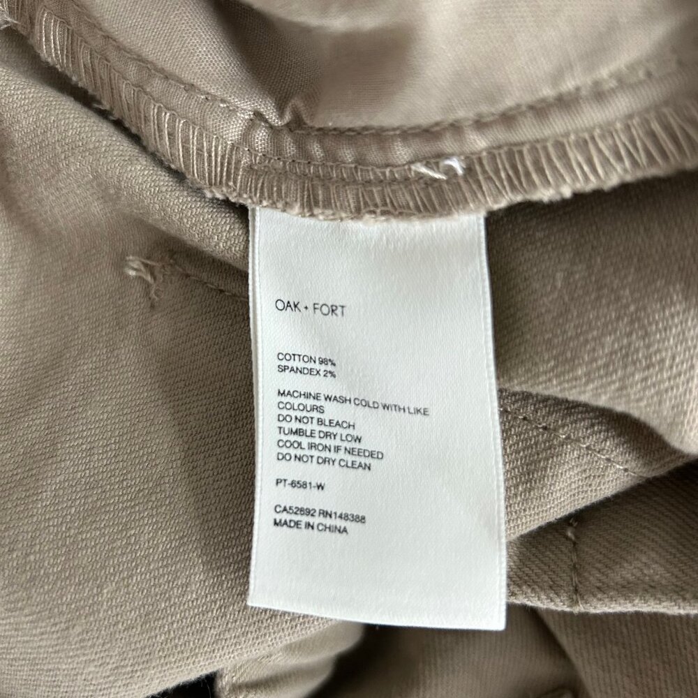 Oak + Fort Wide Leg Twill Pants Beige High Rise Size Small - Picture 8 of 11